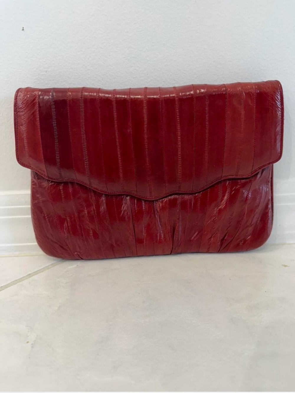 Vintage Red Leather Clutch - Women Bags
